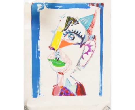 BERNARD LORJOU (FRENCH 1908-1986): TWO SIGNED ABSTRACT PRINTS ON PAPER (2)Modern Each portrait print signed in pencil lower r
