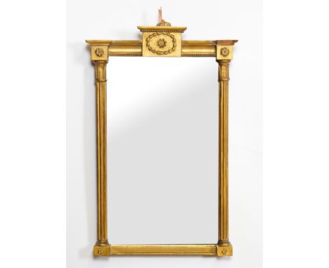 A 19TH CENTURY GILT FRAMED OVERMANTEL MIRROR38cm wide; 70cm high
