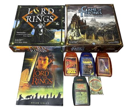 A mixed lot of fantasy memorabilia, to include Lord of the Rings / Game of Thrones board games and various Lord of the Rings 