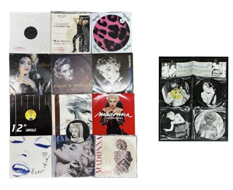 A collection of Madonna records, to include: True Blue; Erotica; You Can Dance; Holiday [Limited edition picture disc]; Live 
