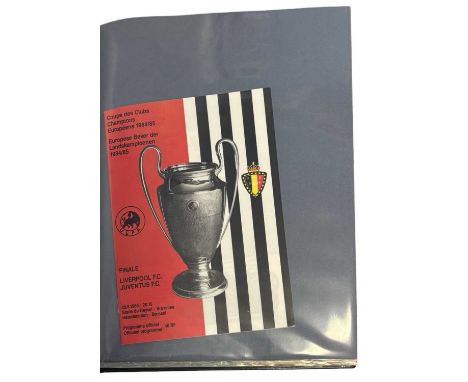 A folder containing various European Cup Final matchday programmes, including: Liverpool v Juventus 29th May 1985; Barcelona 