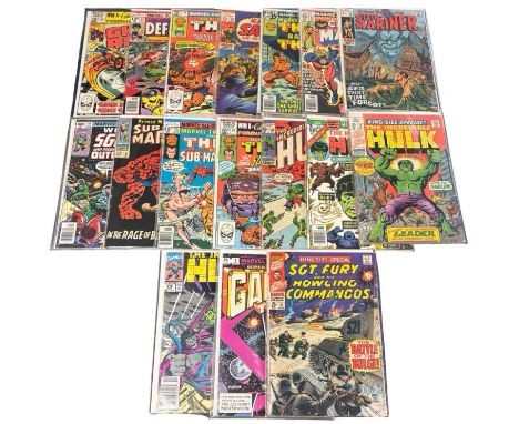 A mixed collection of vintage Marvel Comic Books, to include Galactus; Sgt Fury; The Incredible Hulk; The Thing; Captain Sava