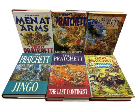 TERRY PRATCHETT: 6 Titles: MEN AT ARMS, 1993 [first]; LORDS AND LADIES, 1992 [first]; SMALL GODS, 1992 [first]; WITCHES ABROA