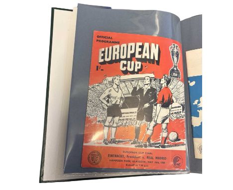 A folder containing various European Cup Final matchday programmes, including: Frankfurt v Real Madrid 18th May 1960; Benific