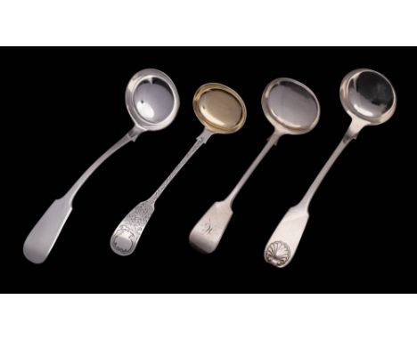 A Victorian provincial silver Fiddle pattern sauce ladle, maker Reid & Sons, Newcastle, 1845: another Newcastle silver sauce 