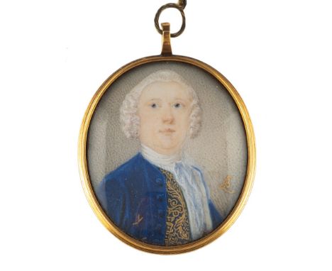 Attributed to Bernard Lens [early 18th Century]-A miniature portrait of Andrew Coltee Ducarel (1713-1785),:-bust-length, wear