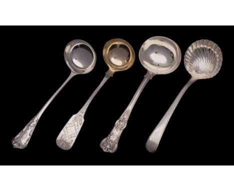 A George III silver Old English pattern sauce ladle, maker Thomas Northcote, London, 1787: monogrammed, with shell-shaped bow