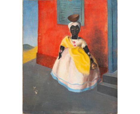 Continental School Circa 1936-Portrait of a South American lady in traditional dress,:-signed with initials and dated JB 1936