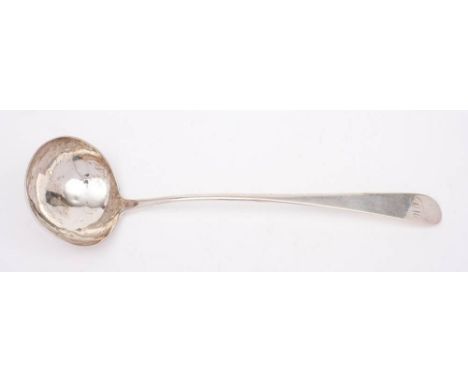 A George III silver Old English pattern soup ladle, maker William & Patrick Cunningham, Edinburgh, 1806: initialled, 36cm lon