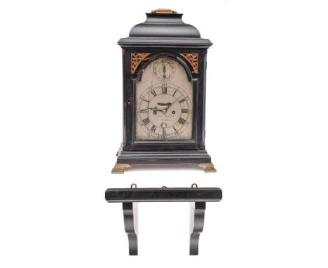 Daniel Vauguion, London, a quarter-repeating ebonised Georgian bracket clock with bracket: the eight-day duration, double-fus