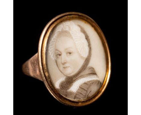 English School mid 18th Century-A miniature ring portrait of a lady said to be Elizabeth Marlay, wife of Bishop Marlay [d.173