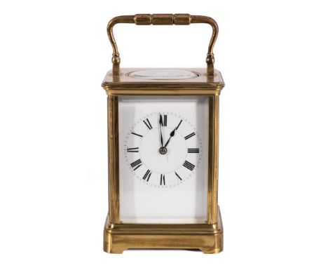 Henri Jacot, Paris, a brass carriage clock: the eight-day duration movement having a silvered platform lever escapement and s