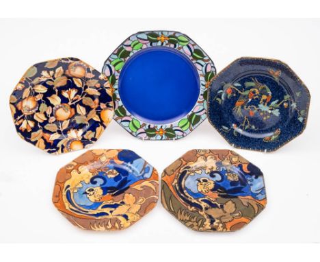 Five Wood &amp; Son Bursley ware plates: each of octagonal form two in the Amstel pattern, one Arras, one in pattern 523 and 