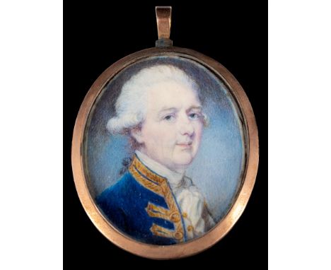 English School late 18th Century -A miniature portrait of a naval officer said to be Admiral Charles Middleton, RN, 1st Baron