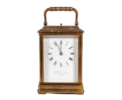 A French carriage clock: the eight-day duration movement having a platform lever escapement and striking the hours and half-h