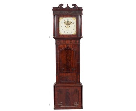 Twist, Ormskirk, a mahogany moonphase longcase clock: the eight-day duration movement striking the hours on a bell and having