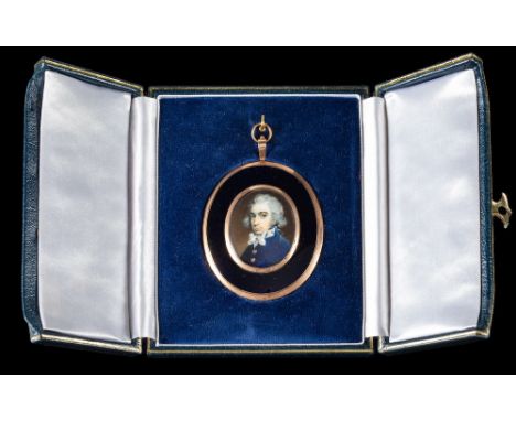 George Engleheart [1752-1829]-A miniature portrait of a naval officer said to be Captain Lucius Henry Dawson RN,:- head and s