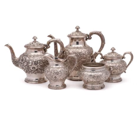 A SINGLE OWNER COLLECTION OF AMERICAN SILVER(See also lots 25, 335, 336 & 407)An American Sterling silver five piece tea and 