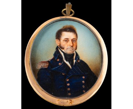 Calcutta School Circa 1820-A miniature portrait of Captain Charles Fellowes Grice [d.1850], Indian Navy,:- head and shoulders