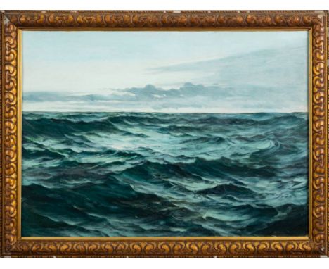 * Montague Dawson [1895-1973]-Seascape with distant horizon,:-signed bottom leftoil on board, 43 x 61cm.