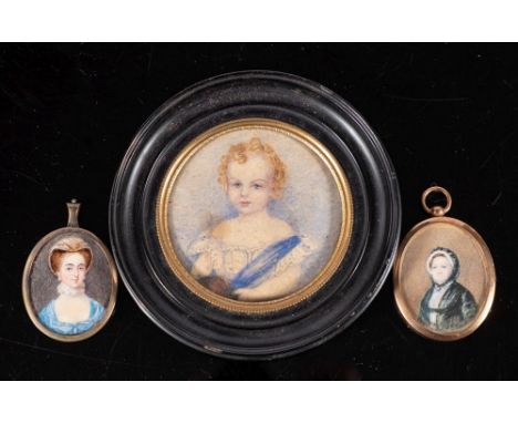 English School early 19th Century-A miniature portrait of a lady said to be Jane Moore [1748-1831], daughter of William Moore