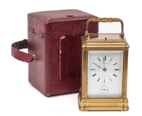 A French carriage clock retailed by Frodsham, London: the eight-day duration movement having a platform lever escapement and 