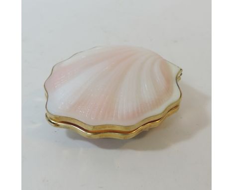 A Russian silver gilt compact, in the form of a shell, stamped 875, 8cm