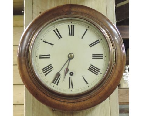 A 19th century walnut cased wall clock, with enamel dial, 27cm overall
