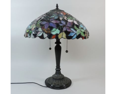 A Tiffany style table lamp and shade, 63cm tall