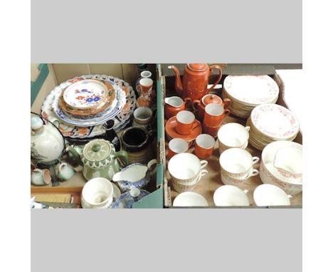 Two boxes of china, to include Royal Worcester plates and a Wedgwood part tea service