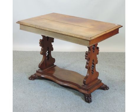 A Victorian mahogany sofa table, on a platform base, 100cm