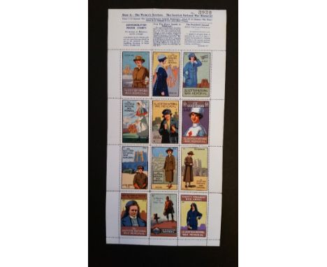 SCOTTISH WAR MEMORIAL FUND, uncut sheet of poster stamps, Sheet 4 The Womens Services, with tabs, EX