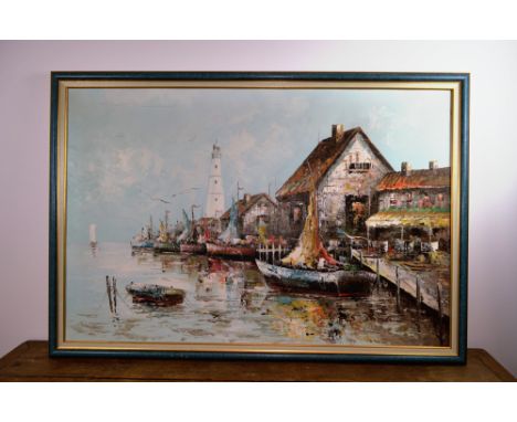 Peinture sur toile; port; signé S. DavidsonDimensions : 60x90 cm