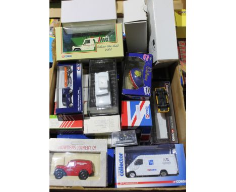 A box of mainly Corgi die-cast model vehicles.  