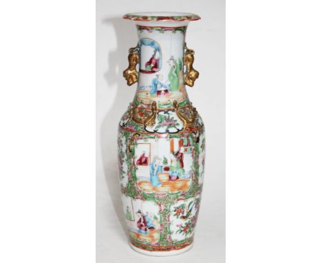 A Chinese Canton porcelain vase, height 31cm.  Condition - chip to rim otherwise ok.