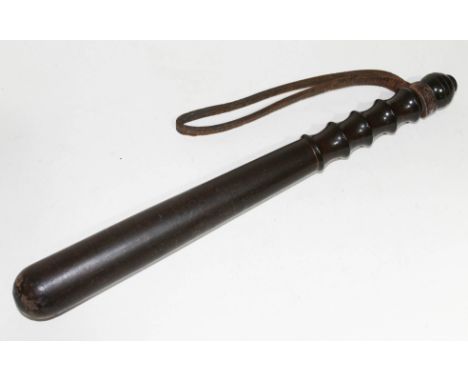 A truncheon, length 39.5cm. Belonged to Special Constable 361-W Division. Thornton Hough, Surrey, approximately 1914, WW1. Co