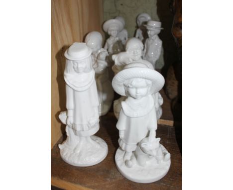 A group of eight Spode porcelain figures by Pauline Shaw.  Condition - good, each appears damage/repair free.