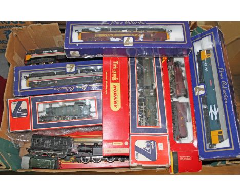 A box of assorted 00 gauge, including Lima and Hornby, approx. 10 engines, various rolling stock etc.  