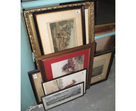 Pair of 19th Century hunting prints after Worstenholme, together with other hunting prints and large aerial photograph. (6)(B