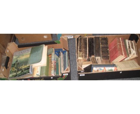 Two boxes of assorted books to include; Holy Bibles, Swansea & Nantgarw potteries catalogue, Glyn Vivian art gallery Swansea,