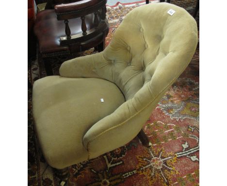 Late 19th/early 20th Century button back upholstered bedroom chair. (B.P. 24% incl. VAT)