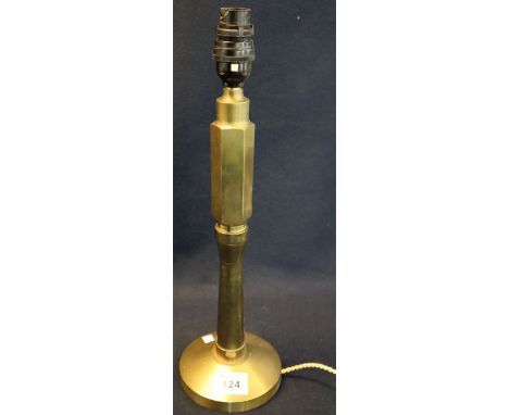 Heavy brass table lamp with circular base, mid 20th Century, 43cm high approx. (B.P. 24% incl. VAT) 