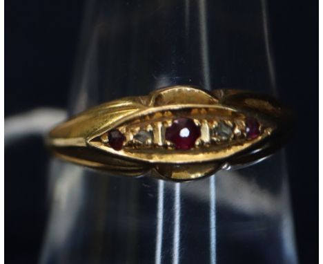 Edwardian ruby and diamond 18ct gold ring. (B.P. 24% incl. VAT) CONDITION REPORT: Weighing approximately 3g.