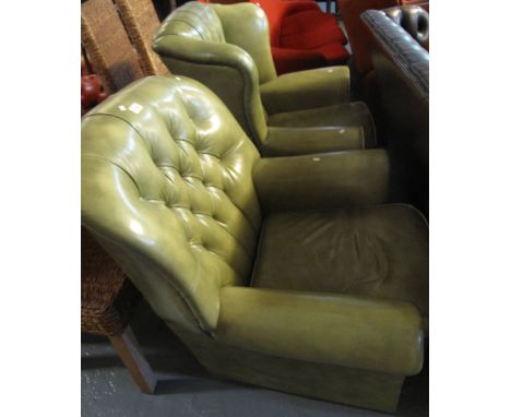 Two similar Wade furniture of quality Pegasus leather button back chairs, one a wing chair. (2)(B.P. 24% incl. VAT)