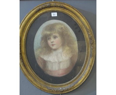 British school (late 19th Century), portrait of a little girl, indistinctly signed and dated 1891, watercolours with heighten