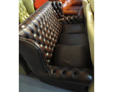 Thomas Lloyd leather three seater button back Chesterfield style sofa. (B.P. 24% incl. VAT)