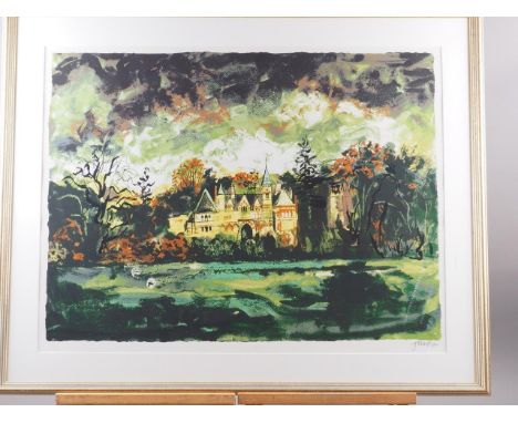 †John Piper: a signed limited edition screen print, "Ettington Park", 67/75, in gilt decorated frame († This lot may be subje