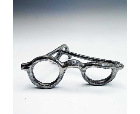 Francis HEWLETT (1930-2012)Silver Lustre Specs Ceramic sculptureHeight 7.5cm, maximum length 29cm