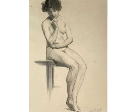 Marcus C. STONE (1840-1921)Nude PortraitGraphiteSigned and dated Feb 13 189747 x 33 cmCondition report: The artwork is well p