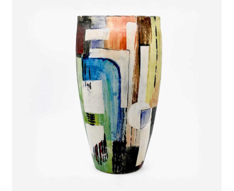 Paul JACKSONA ceramic vase with painted abstract decorationSigned and dated '18 to baseHeight 27.5cmCondition report: Conditi